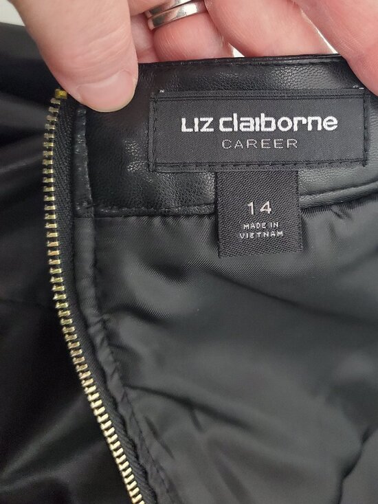 Liz Claiborne Career Faux Leather A-Line Skirt with Gold Accents - 14 - Picture 5 of 6